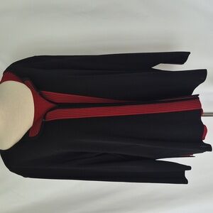 Misook Designer Knitwear Black and Red Open Front Cardigan Set 3X EUC